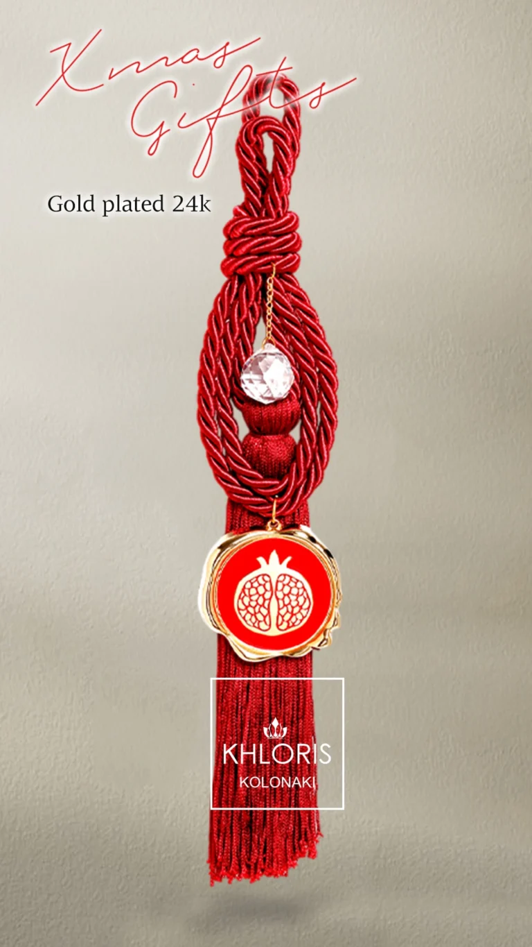 Γούρι με κρύσταλλο & Ρόδι Gold plated 24k