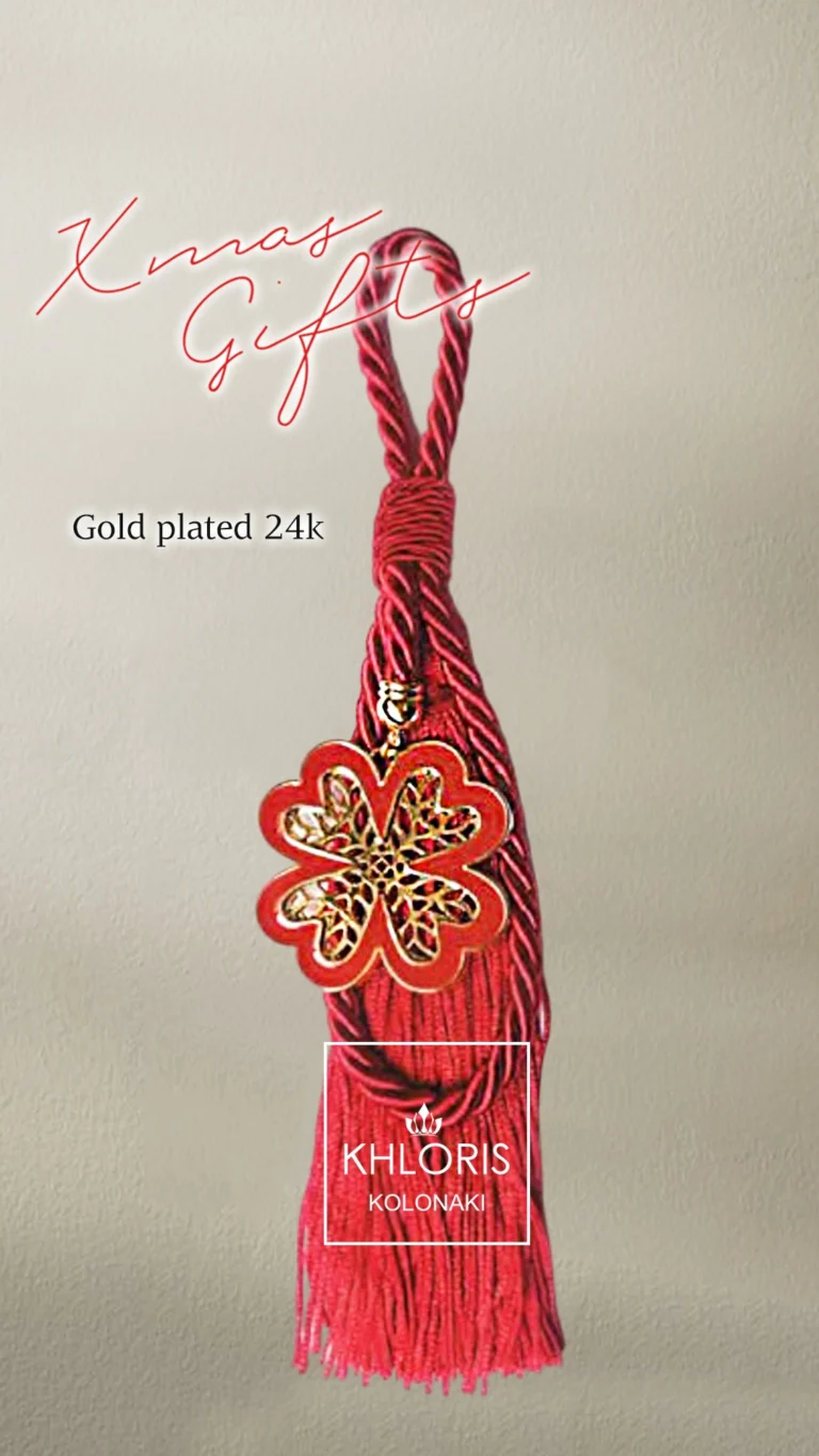 Γούρι κόκκινο με τετράφυλλο gold plated 24k