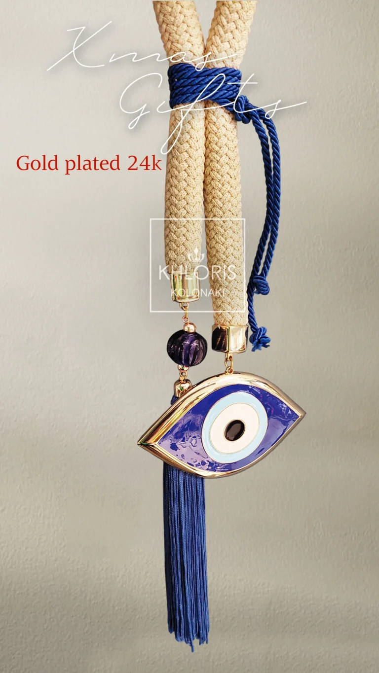 Γούρι 41εκ. μπλε μάτι Gold plated 24k